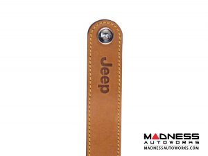 Jeep Keychain - Brown Leather Band w/ Embossed Jeep Logo